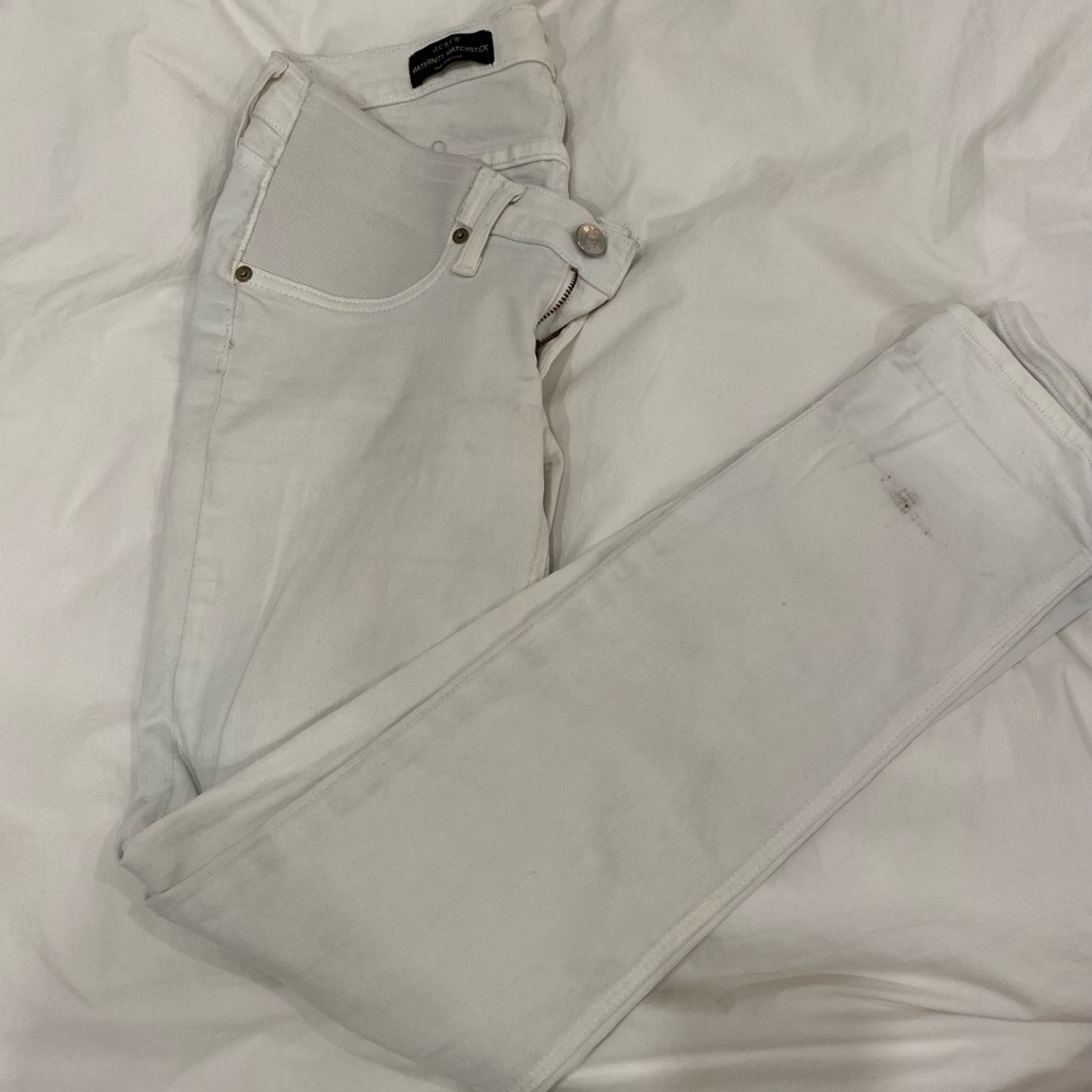 JCrew maternity matchstick white jeans